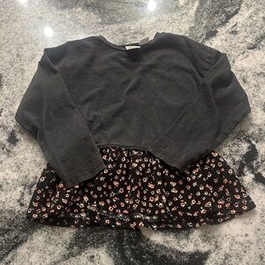 Zara washed black long sleeve with floral peplum bottom detail size 3-4 toddler
